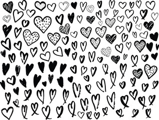 hand drawn vector hearts shapes doodles geometric elements set