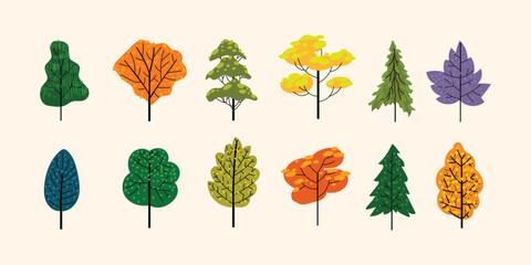 Set of tree nature icon vector illustration.