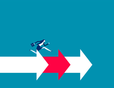 Businesswoman run to the goal. Business vector illustration concept