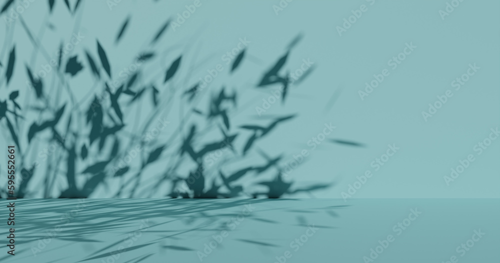 Poster blurred shadow of foliage on the wall. copy space 3d rendering