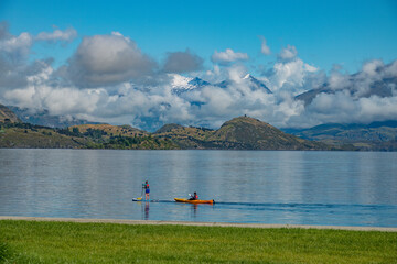 Wanaka, a popular ski and summer resort town in the Otago region of the South Island of New Zealand.