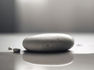River rocks with soft rounded edges in white and grey on white isolated background - Generative AI