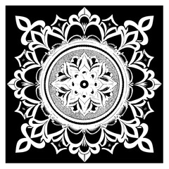 Floral Mandala Pattern Vector Black and White Design