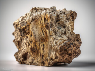 Granite boulder with sharp pointy edges on isolated white background - Generative AI