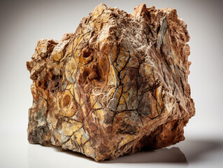 Granite boulder with sharp pointy edges on isolated white background - Generative AI