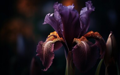 Close-up of a purple iris, created with generative AI technology