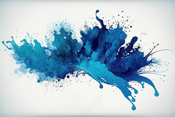A splash of blue paint on a white background, created with Generative Ai Technology