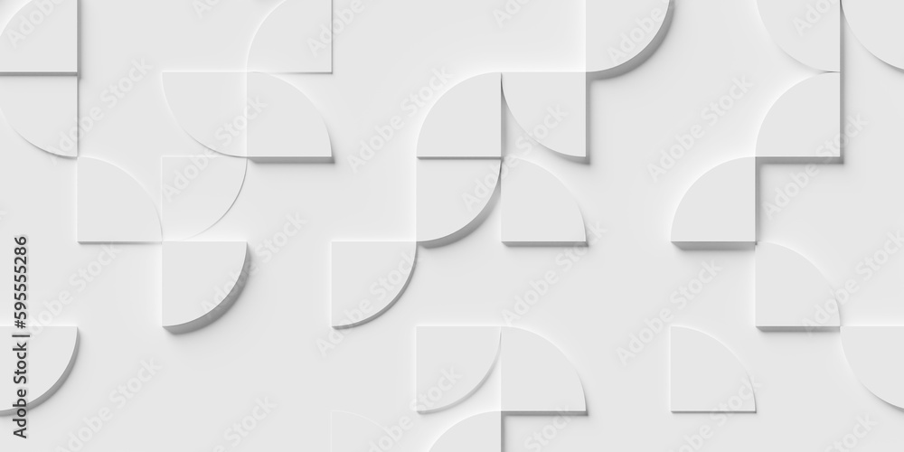 Poster rotated abstract offset large white polygon geometrical quarter circle pattern background wallpaper 