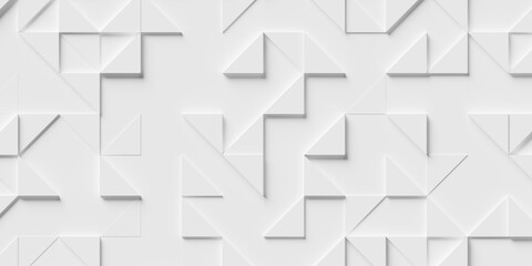 Random shifted sparse offset abstract white polygon geometrical triangles pattern background wallpaper banner flat lay top view from above