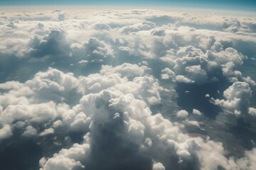 Majestic aerial views of fluffy clouds. Generative AI