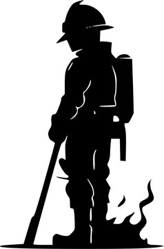 Firefighter | Black and White Vector illustration