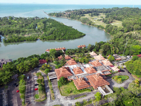 Batam Indonesia - Drone view Nongsapura Ferry Terminal