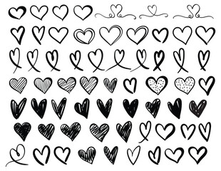 hand drawn vector heart doodles shape elements heart texture pattern design background