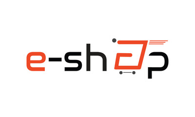 e-commerce e-shop logo vector, online shop typography letter logo design template