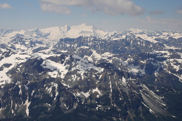 Fototapeta premium Panorama opening from Kitzsteinhorn, sky resort slope, Kaprun, Austria