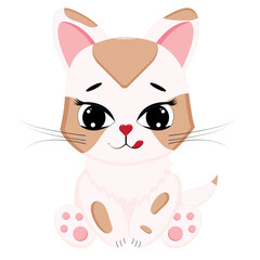 Cute kitten. Vector illustration for baby shower, greeting card, party invitation, t-shirt fashion clothes.