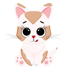 Cute cartoon kitten with big eyes.