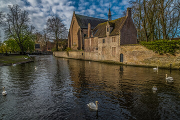 Fototapeta premium Building, Canal, Bruge, Belgium