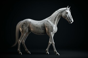 Naklejka na ściany i meble 3D rendered isolated horse skeleton anatomy. Generative AI