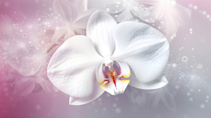 Fototapeta na wymiar white orchid on pink background