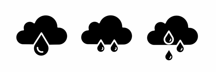 Fototapeta na wymiar Rain cloud icon illustration. Cloud and water drop icon set for business. Stock vector.