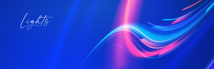 Motion striped light effect with fluid color. Abstract shining wave background. Magic screen design