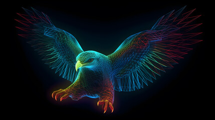 Fototapeta premium holographic polygon 3d eagle illustration ,generative ai
