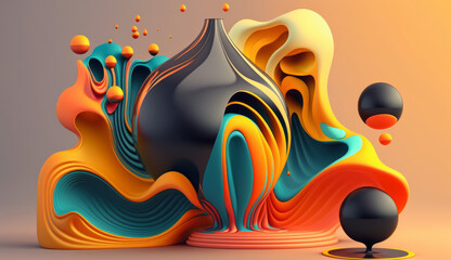 fluid shapes and bold colors made with generative AI--- Desktop background--illustration--Midjoureny