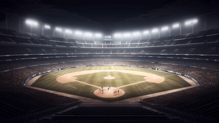 Fototapeta na wymiar Baseball stadium with spotlight.