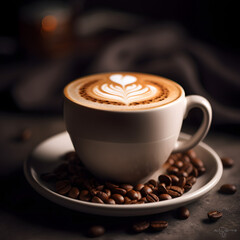 Savor the Elegance: A Majestic Cup of Creamy Coffee with Milk, AI Generated