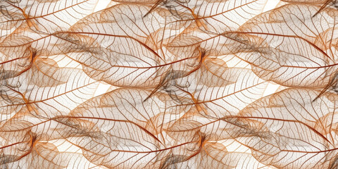 Macro texture of beautiful leaves in brown tones. AI generative illustration.