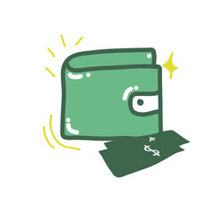 wallet with bill cash flat icon