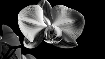 black and white orchid close up - by generative ai