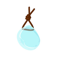 Crystal. Healing Transparent Healing Quartz with a Brown Rope Knot . Blue Gradient Transparent Bright Gemstone. The Magic Stone
