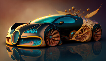 Obraz na płótnie Canvas Futuristic super car, Bugatti made with generative AI--- Desktop background--illustration--Midjoureny