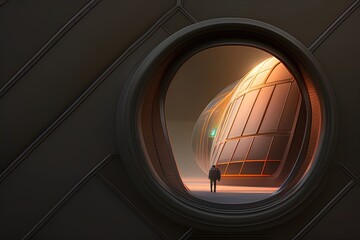 view of a car window，Touch the wall with your hand