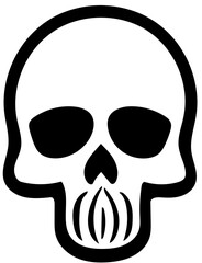 Human skull logo design in black and white, vector illustration of cranium 