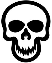 Human skull logo design in black and white, vector illustration of cranium 