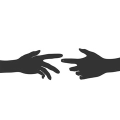 Human hands reaching out to one another, almost touching. Help concept