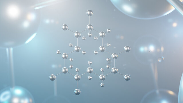 hexabromocyclododecane molecular structure, 3d model molecule, brominated flame retardant, structural chemical formula view from a microscope