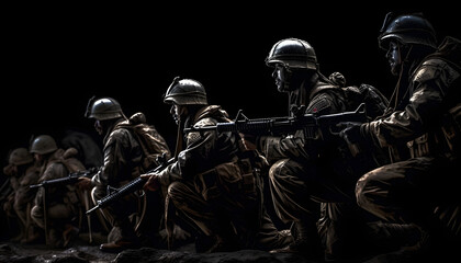 soldiers in camouflage with generative ai technology