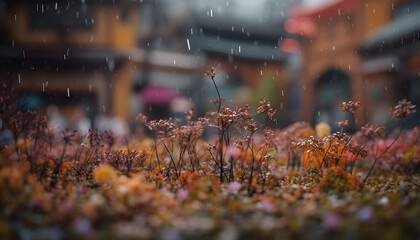 autumn leaves on the ground with generative ai technology