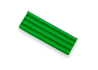 Bar of green plasticine top view .Soft shade .Isolated