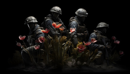 soldiers in action with generative ai technology