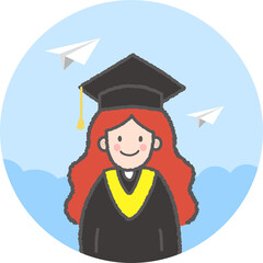 Hand Drawn Female College Graduation Illustration