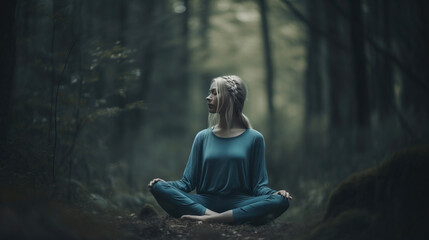 person meditating in yoga pose. generative AI