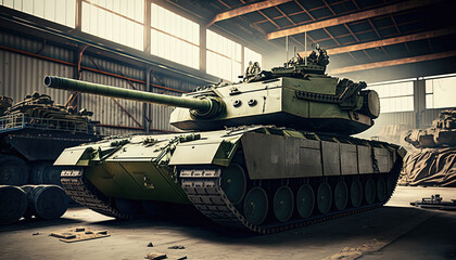 Workshop production, tanks at the factory. generative AI	
