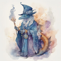 Mystical wizard dragon, ai generative illustration