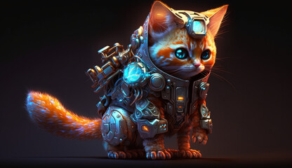Cute cat in a space suit made with generative AI--- Desktop background--illustration--Midjoureny
