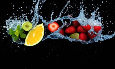 Fototapeta na wymiar fruit in water splash
